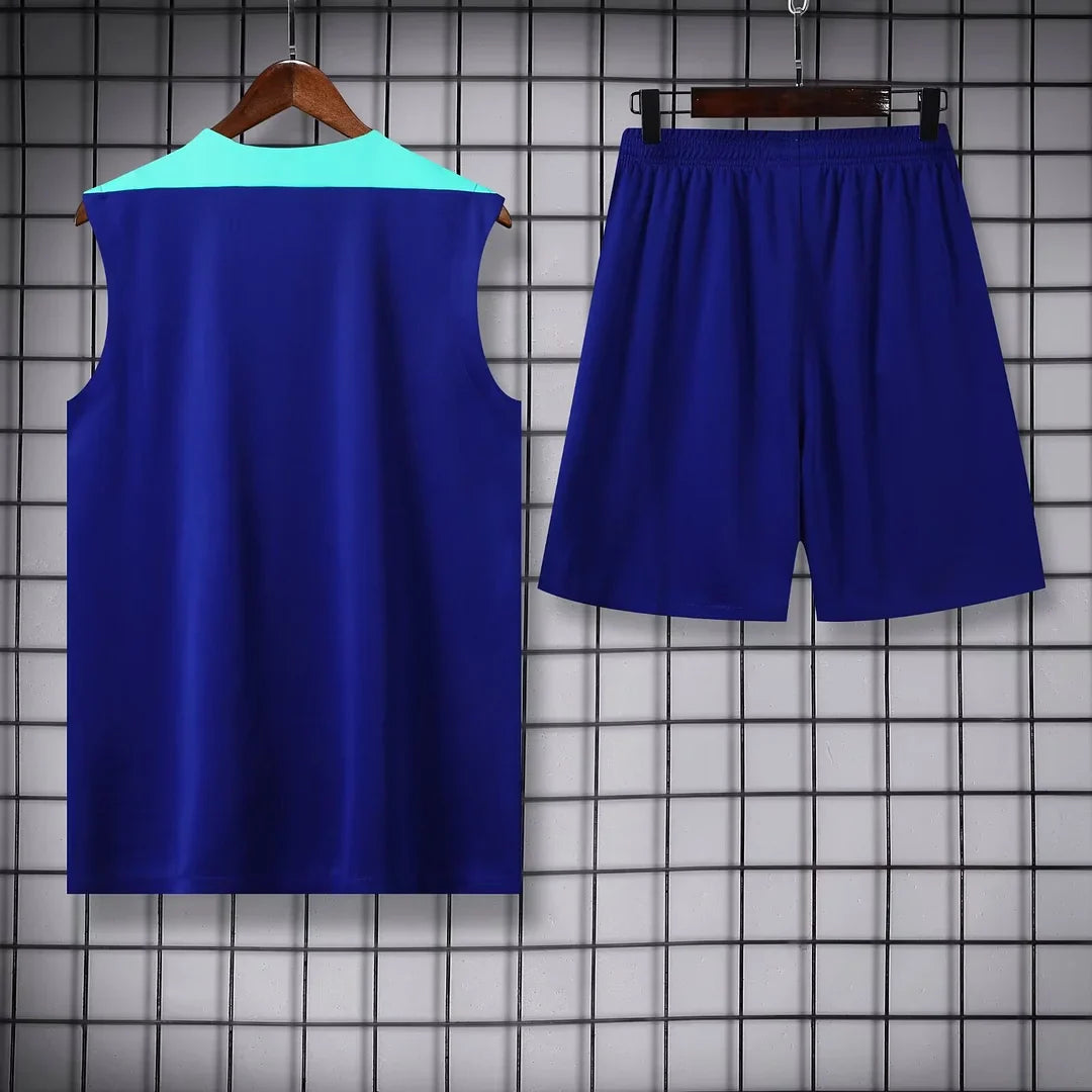 2024 Brazil pre-match training Blue Jersey+Shorts 1:1 Thai Quality FTBL4ALL