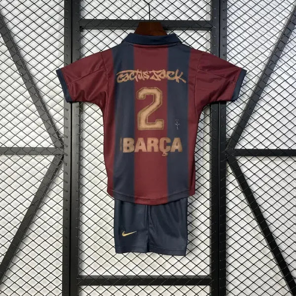 Barcelona x Travis Scott Retro 2000/01 Home Skeleton Jersey Kids Size FTBL4ALL