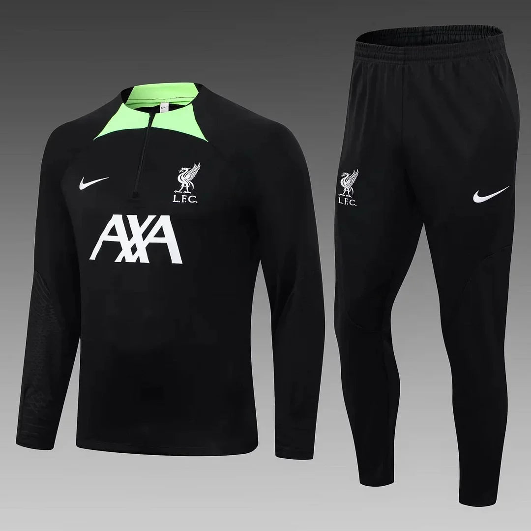2023/2024 Liverpool Half-Pull Tracksuit Black Jersey 1:1 Thai Quality Set FTBL4ALL