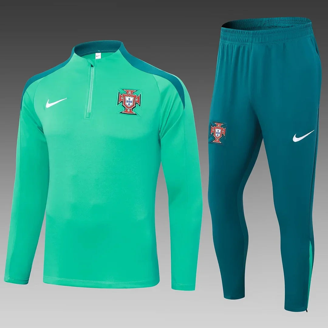 2024 Portugal Half-Pull Tracksuit Green Football Jersey 1:1 Thai Quality FTBL4ALL