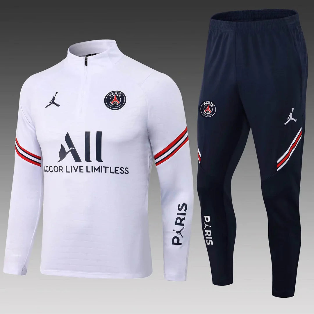 2021/2022 Psg Paris Saint-Germain Half-Pull Tracksuit White FTBL4ALL