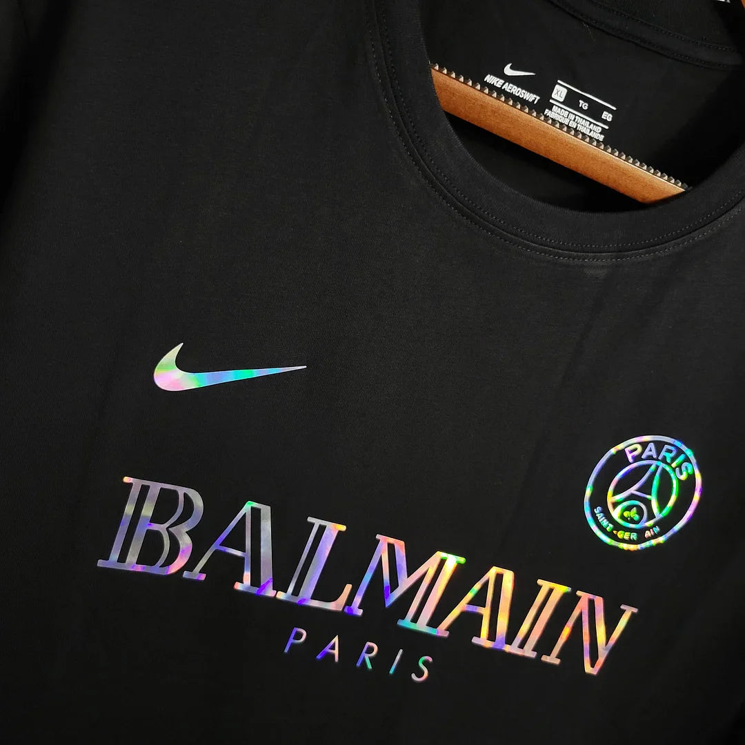 2023/2024 Paris Saint-Germain Black Balmain Shirt FTBL4ALL