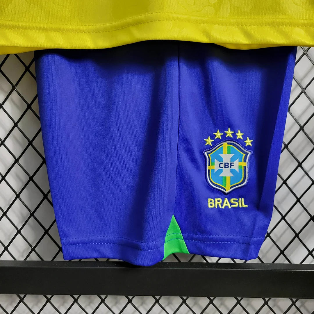 2022 World Cup Brazil Kids Size Home Soccer Jersey FTBL4ALL