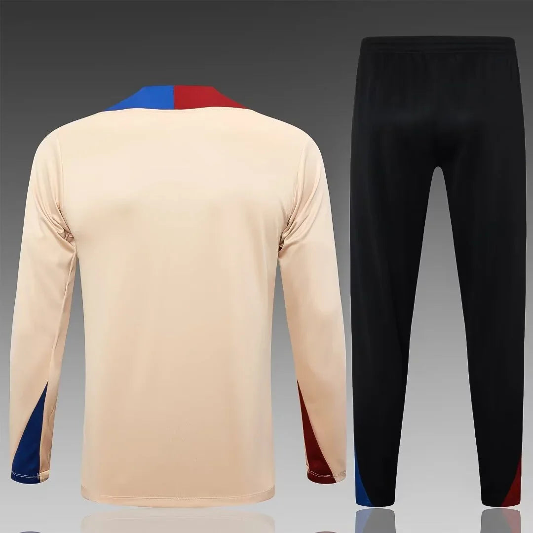 2024/2025 Barcelona Half-Pull Tracksuit Earthy Yellow 1:1 Thai Quality FTBL4ALL