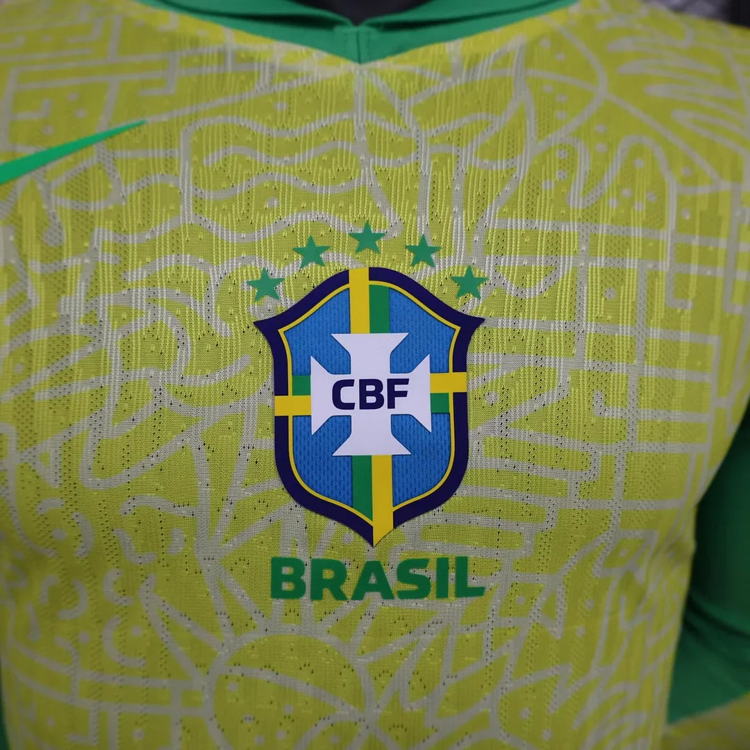 2024 Long Sleeve Player Version Brazil Home Football Shirt 1:1 Thai Quality FTBL4ALL