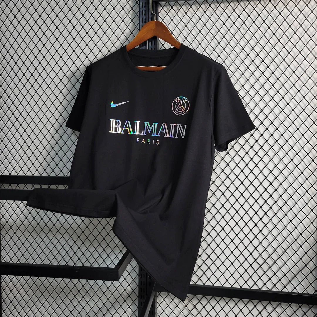 2023/2024 Paris Saint-Germain Black Balmain Shirt FTBL4ALL