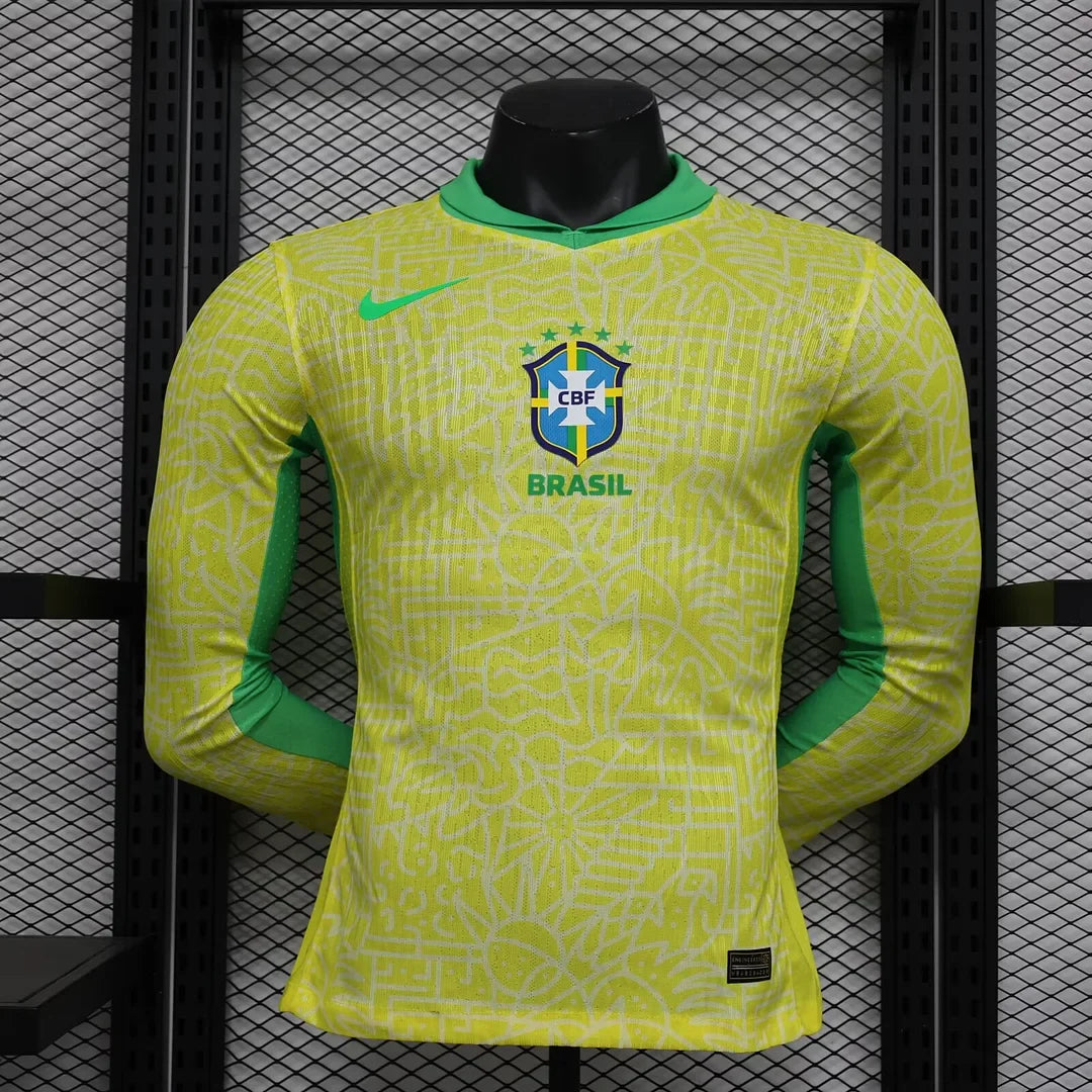 2024 Long Sleeve Player Version Brazil Home Football Shirt 1:1 Thai Quality FTBL4ALL