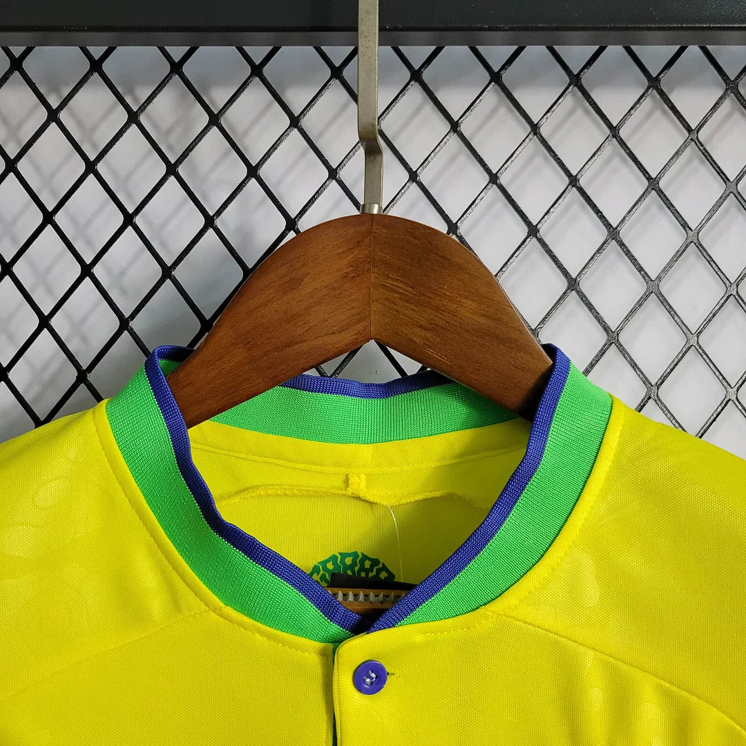 2022 World Cup Brazil Kids Size Home Soccer Jersey FTBL4ALL