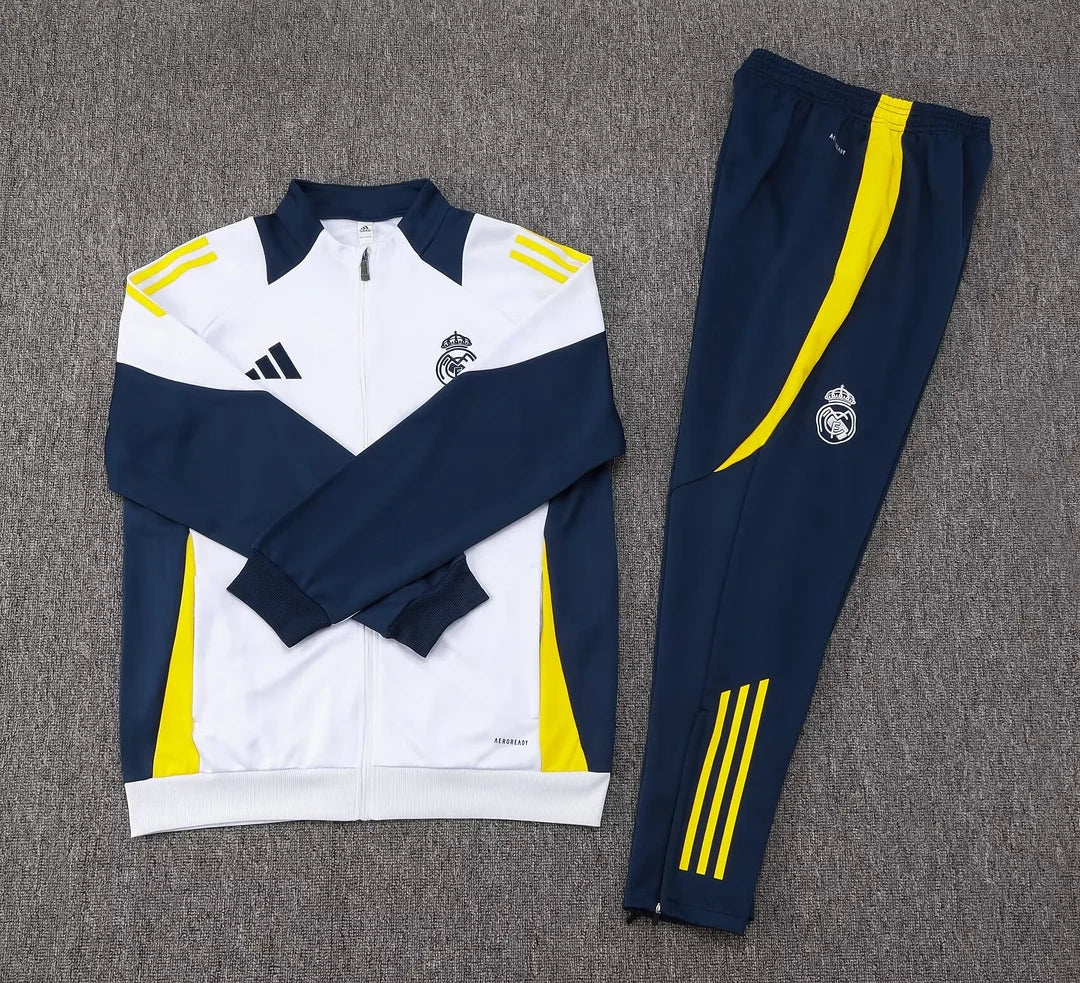 2024/2025 Real Madrid White Long Zipped Jacket Football Shirt 1:1 Thai Quality FTBL4ALL