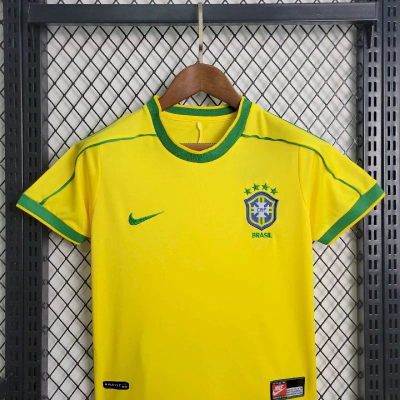 1998 Retro Kids Size Brazil Home Soccer Jersey FTBL4ALL