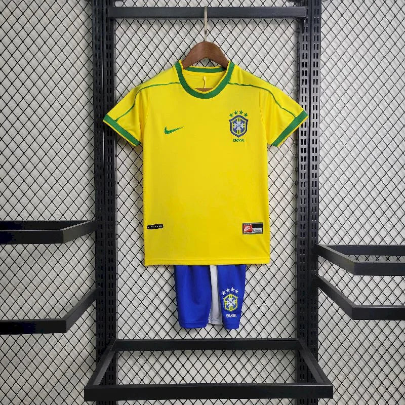 1998 Retro Kids Size Brazil Home Soccer Jersey FTBL4ALL