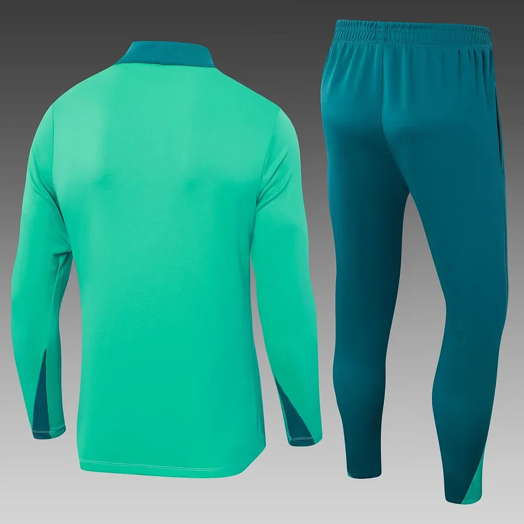 2024 Portugal Half-Pull Tracksuit Green Football Jersey 1:1 Thai Quality FTBL4ALL