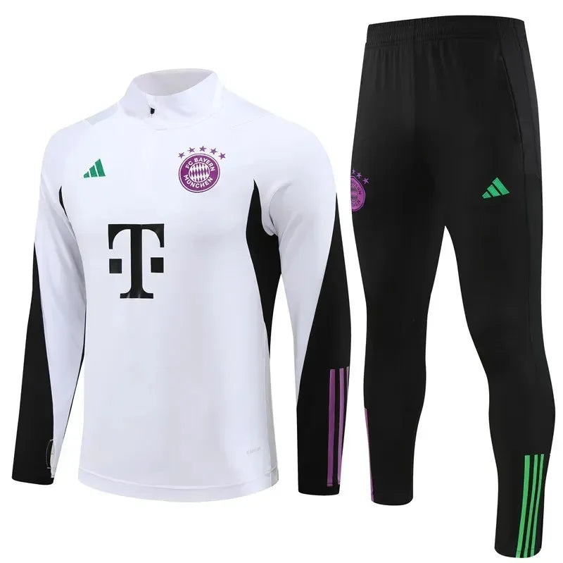 2023/2024 Bayern Munich Half-Pull Tracksuit White 1:1 Thai Quality FTBL4ALL