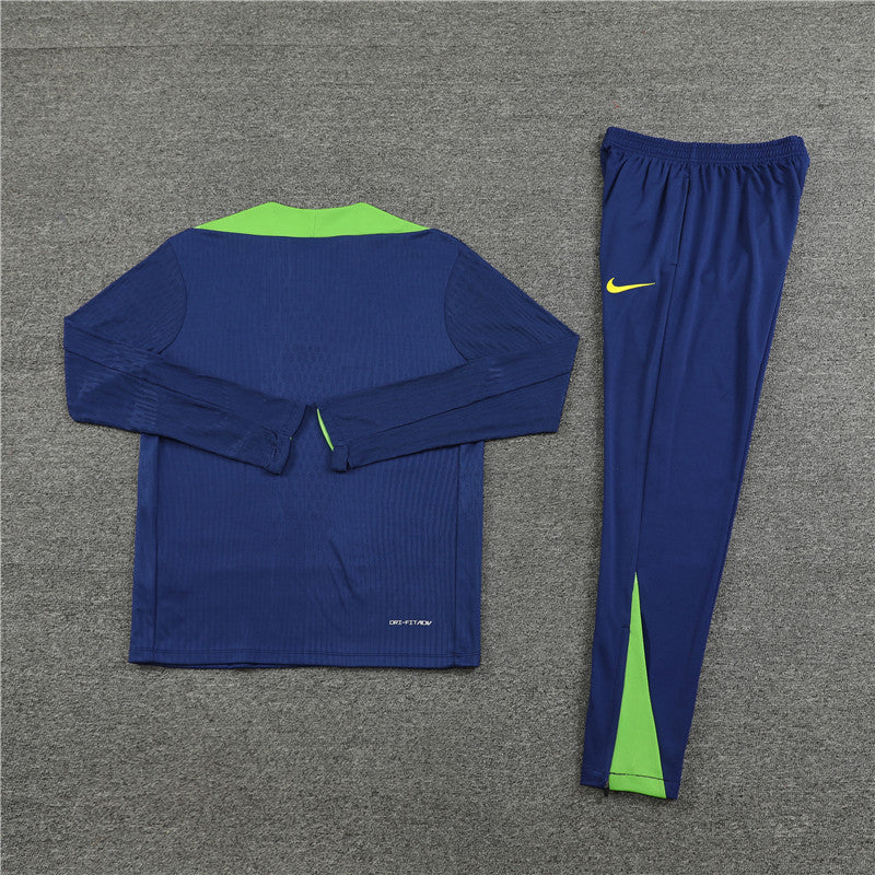 2024 Brazil Dark Blue Half-Pull Tracksuit FTBL4ALL