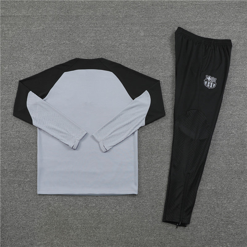 2024/2025 Barcelona Half-Pull Tracksuit Grey Black FTBL4ALL
