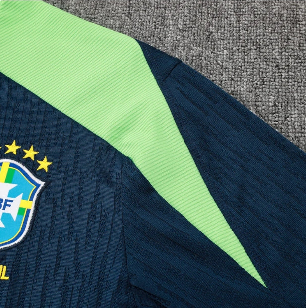 2024 Brazil Dark Blue Half-Pull Tracksuit FTBL4ALL