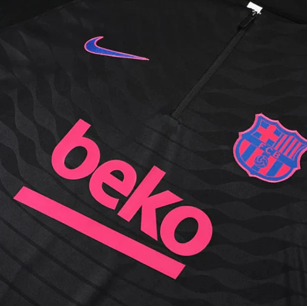 2021/2022 Barcelona Half-Pull Tracksuit Black FTBL4ALL