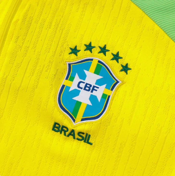 2025 Brazil Yellow and Dark Blue Half-Pull Tracksuit FTBL4ALL