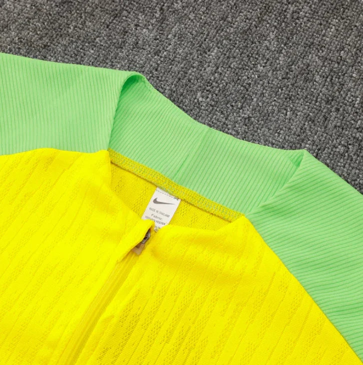 2025 Brazil Yellow and Dark Blue Half-Pull Tracksuit FTBL4ALL