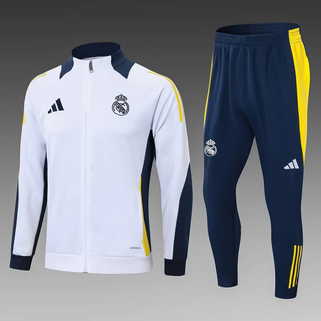 2024/2025 Real Madrid White Long Zipped Jacket Football Shirt 1:1 Thai Quality FTBL4ALL