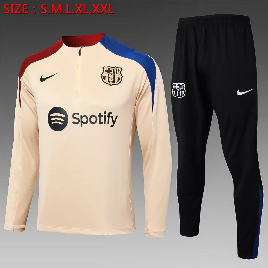 2024/2025 Barcelona Half-Pull Tracksuit Earthy Yellow 1:1 Thai Quality FTBL4ALL