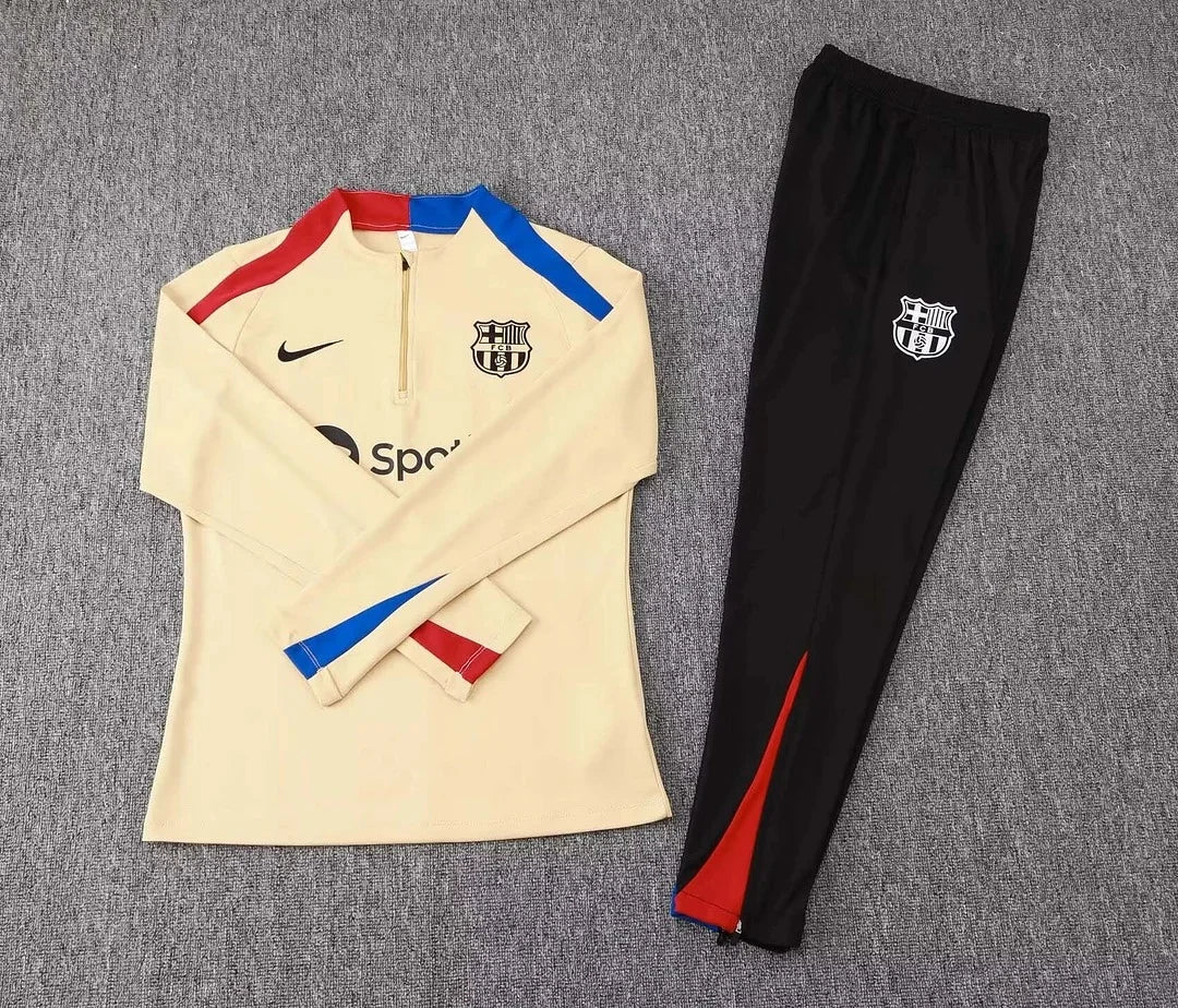 2024/2025 Barcelona Half-Pull Tracksuit Earthy Yellow 1:1 Thai Quality FTBL4ALL