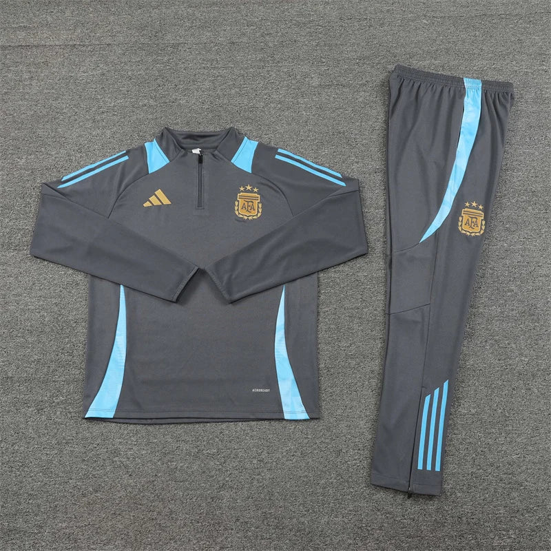 2024 Argentina Half-Pull Tracksuit Grey 1:1 Thai Quality FTBL4ALL