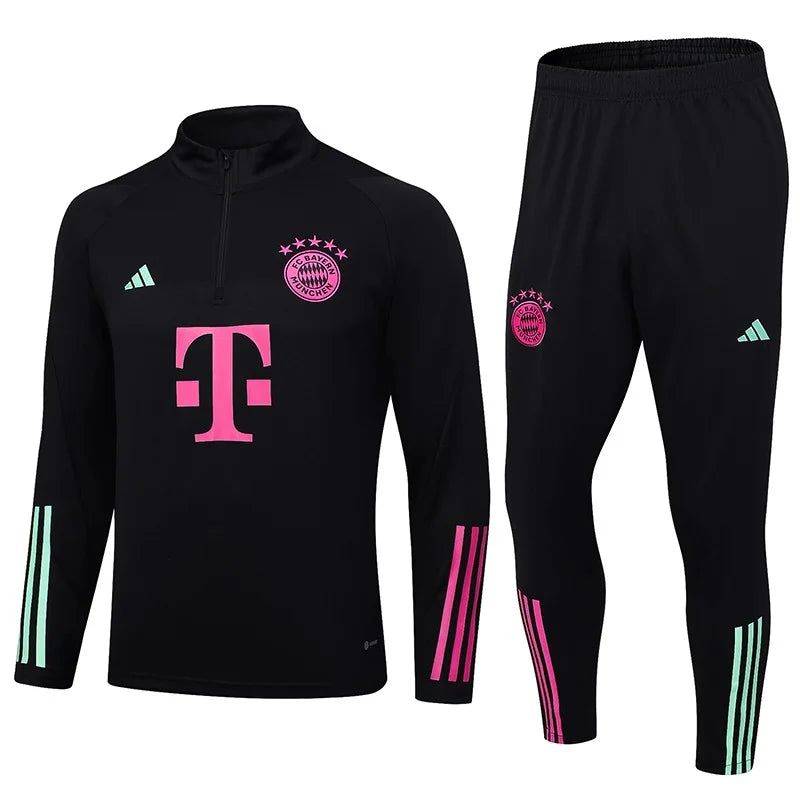 2023/2024 Bayern Munich Half-Pull Tracksuit Black Football Shirt 1:1 Thai Quality FTBL4ALL