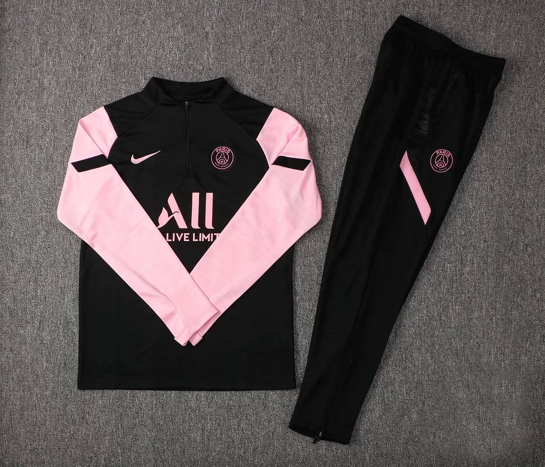 2021/2022 Psg Paris Saint-Germain Half-Pull Tracksuit Black Pink Sleeves FTBL4ALL