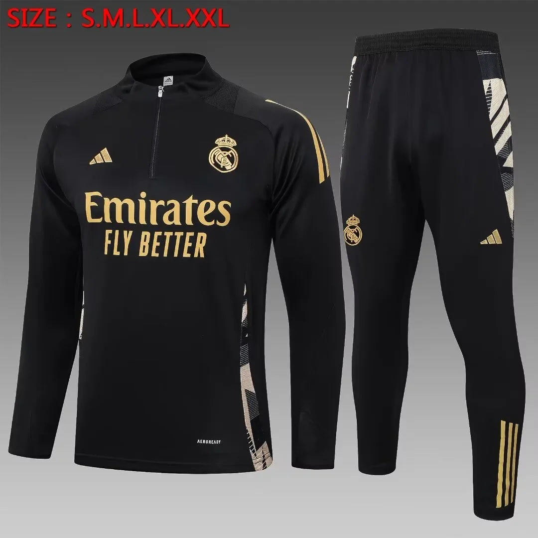 2024/2025 Real Madrid Half-Pull Tracksuit Black 1:1 Thai Quality FTBL4ALL
