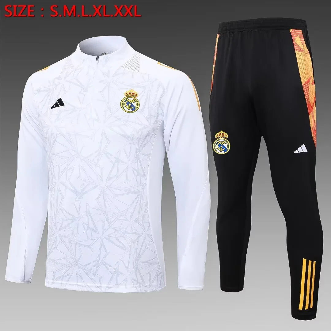 2024/2025 Real Madrid Half-Pull Tracksuit White Football Shirt 1:1 Thai Quality FTBL4ALL