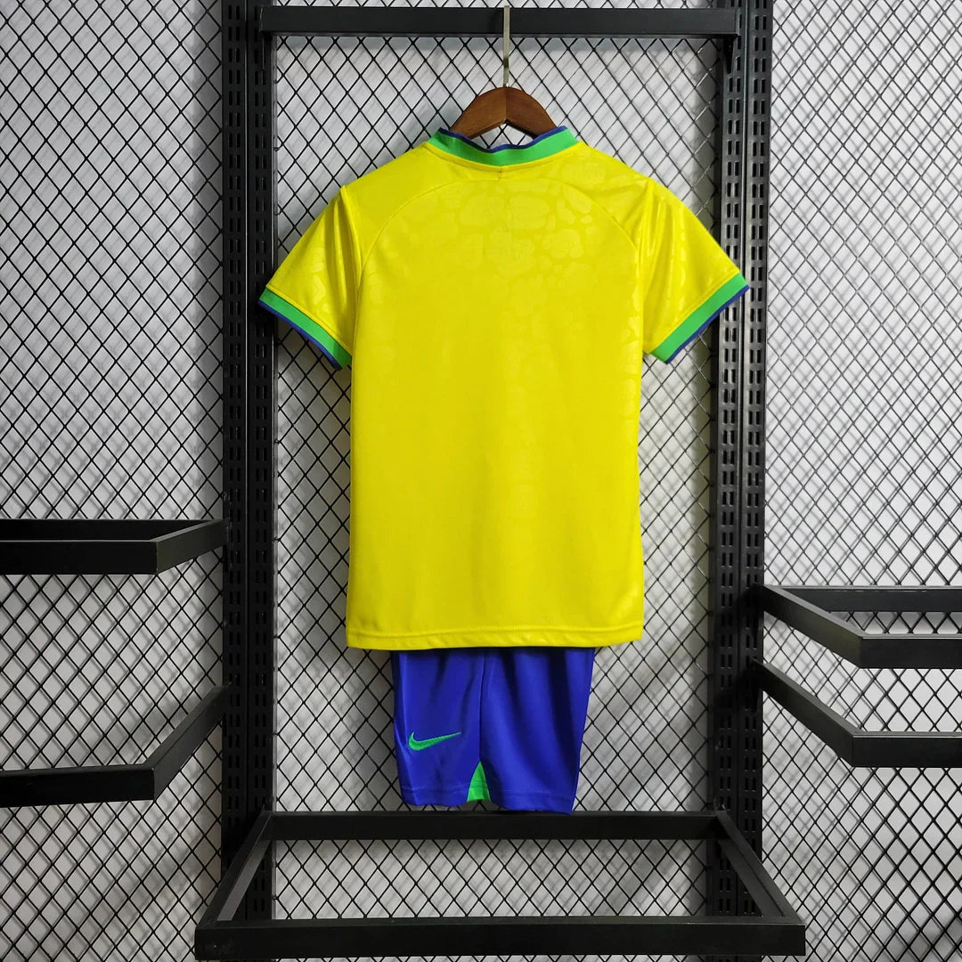 2022 World Cup Brazil Kids Size Home Soccer Jersey FTBL4ALL