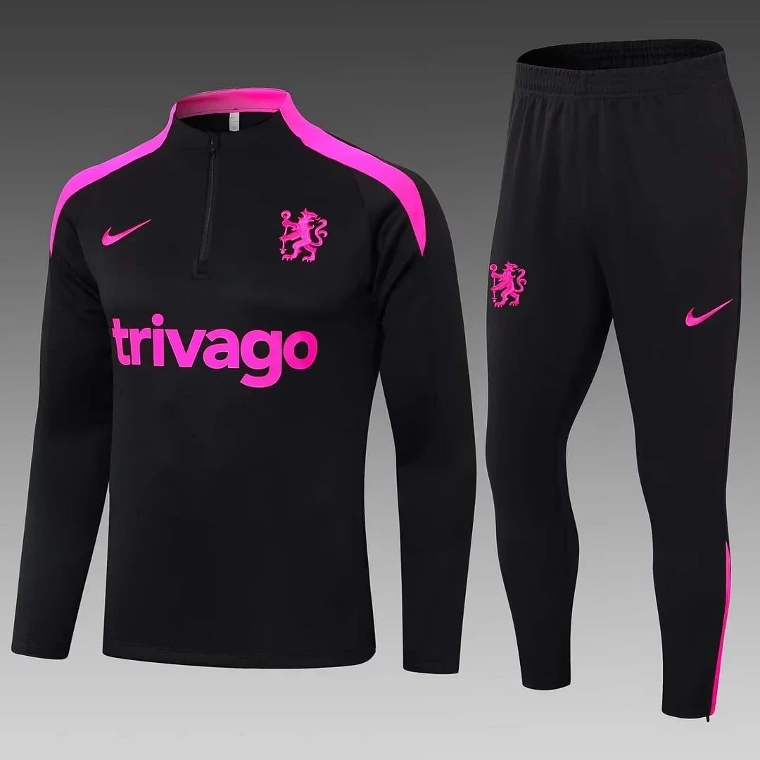 2024/2025 Chelsea Half-Pull Tracksuit Black 1:1 Thai Quality FTBL4ALL