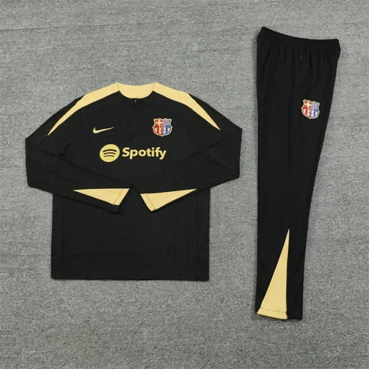 2024/2025 Barcelona Half-Pull Tracksuit Black With Gold FTBL4ALL