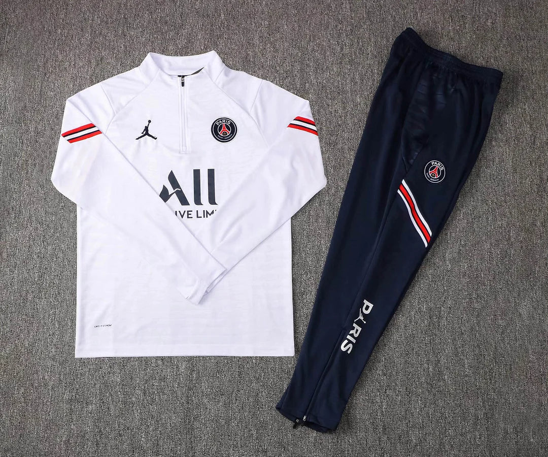 2021/2022 Psg Paris Saint-Germain Half-Pull Tracksuit White FTBL4ALL