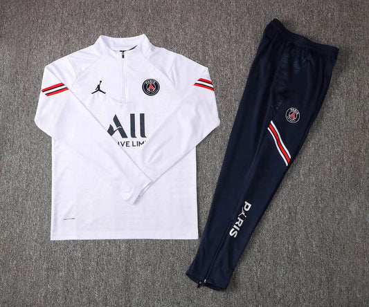 2021/2022 Psg Paris Saint-Germain Half-Pull Tracksuit White FTBL4ALL