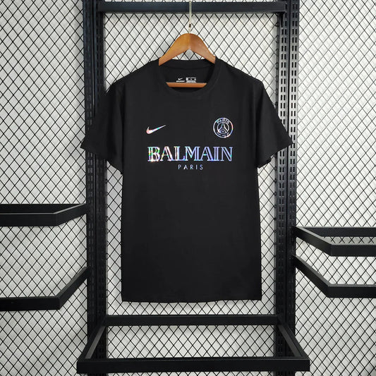 2023/2024 Paris Saint-Germain Black Balmain Shirt FTBL4ALL