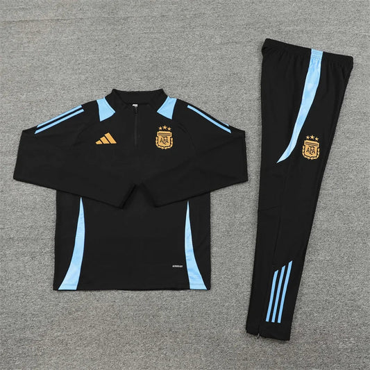 2024/2025 Argentina Half-Pull Tracksuit Black FTBL4ALL