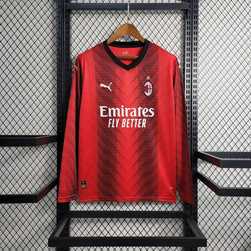 2023/2024 Long Sleeve AC Milan Home Soccer Jersey 1:1 Thai Quality FTBL4ALL