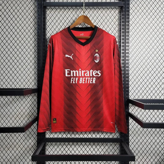 2023/2024 Long Sleeve AC Milan Home Soccer Jersey 1:1 Thai Quality FTBL4ALL