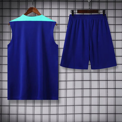 2024 Brazil pre-match training Blue Jersey+Shorts 1:1 Thai Quality FTBL4ALL