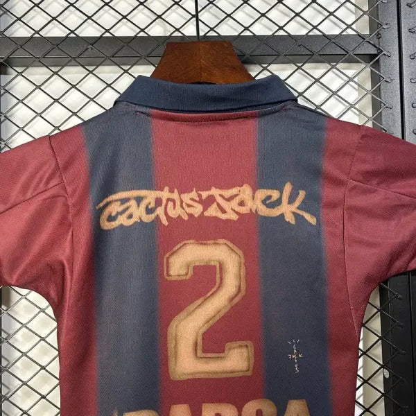 Barcelona x Travis Scott Retro 2000/01 Home Skeleton Jersey Kids Size FTBL4ALL