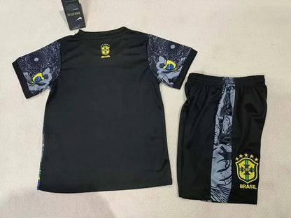 2024 Brazil Special Edition Jesus Black Gray Soccer Jersey Kids Size FTBL4ALL