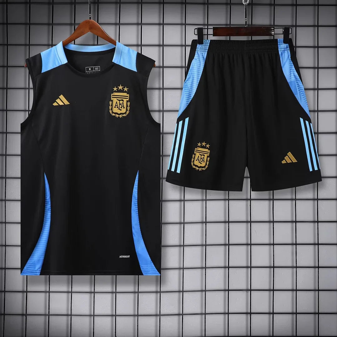 2024 Argentina Pre-match Training Black Jersey+Shorts 1:1 Thai Quality FTBL4ALL