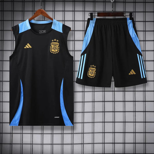 2024 Argentina Pre-match Training Black Jersey+Shorts 1:1 Thai Quality FTBL4ALL