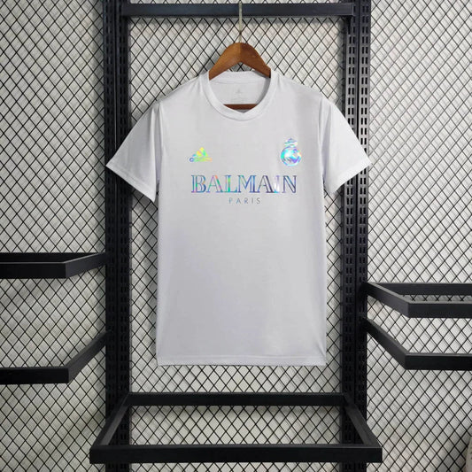 2023/2024 Real Madrid Reflective Balmain White Football Shirt FTBL4ALL