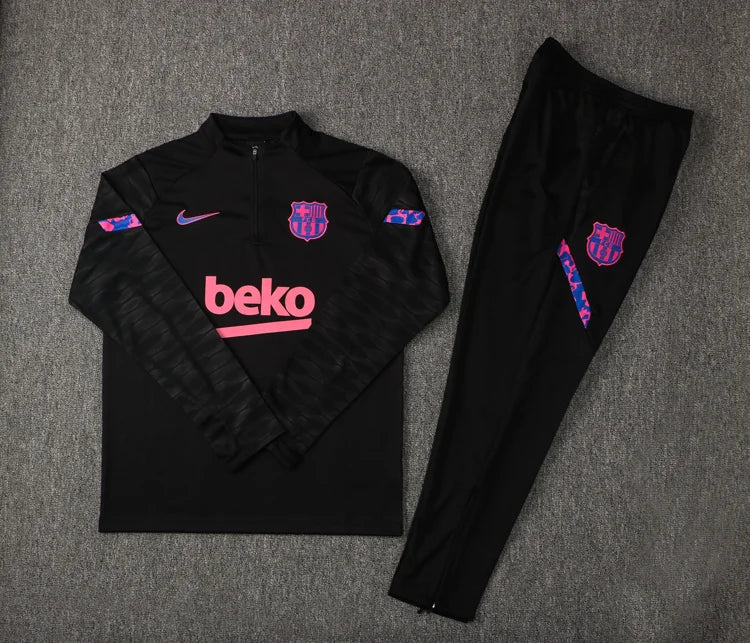 2021/2022 Barcelona Half-Pull Tracksuit Black FTBL4ALL