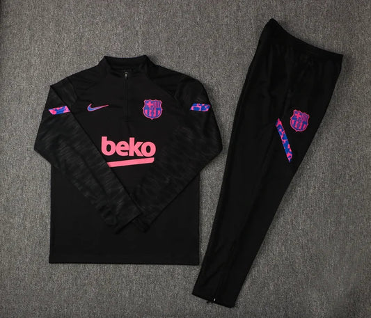 2021/2022 Barcelona Half-Pull Tracksuit Black FTBL4ALL