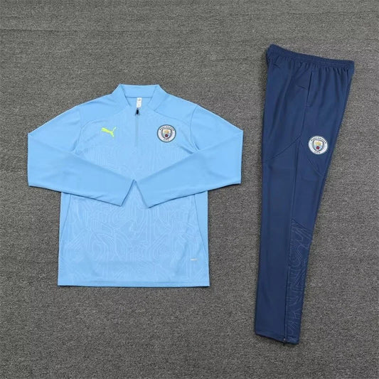 2024/2025 Manchester City Half-Pull Tracksuit Light Blue FTBL4ALL