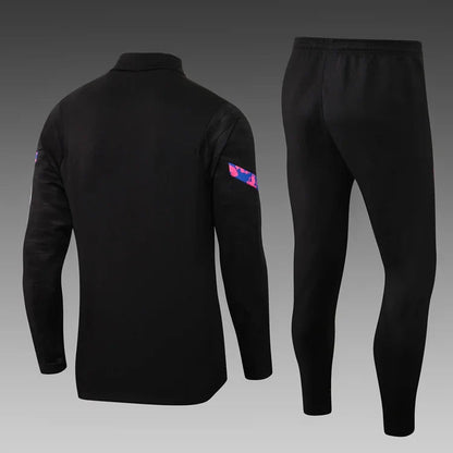2021/2022 Barcelona Half-Pull Tracksuit Black FTBL4ALL